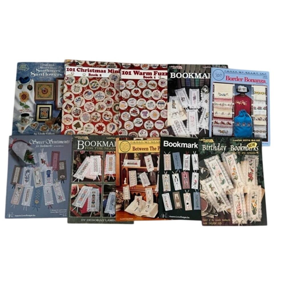 Lot of 10 Vintage Cross Stitch Craft Books Leaflets Pattern Booklets Mixed